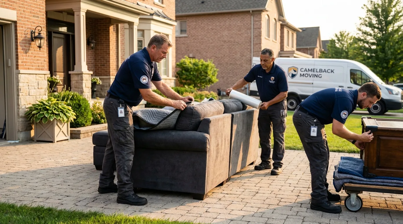 Large estate moving crew wrapping furniture in Appleton, MN