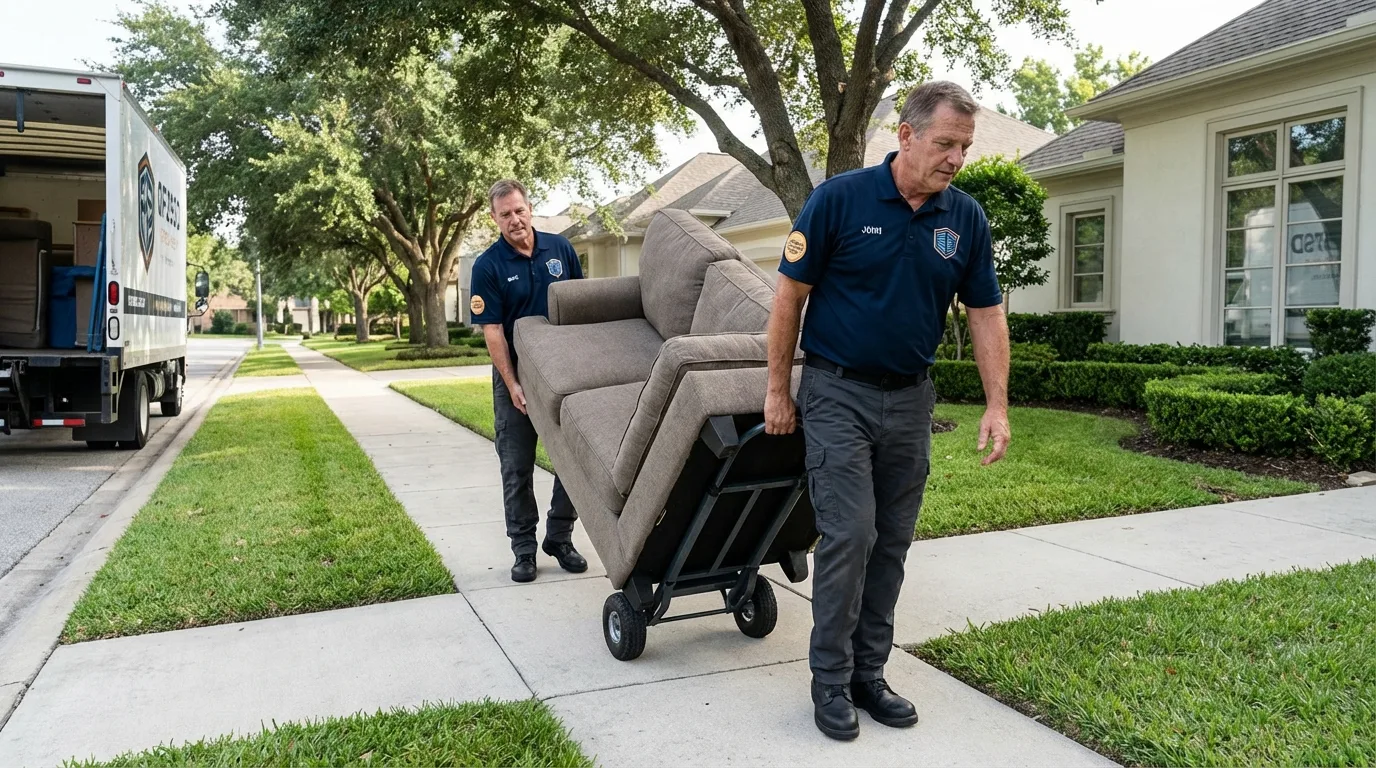 Local residential moving crew loading furniture in Appleton, MN