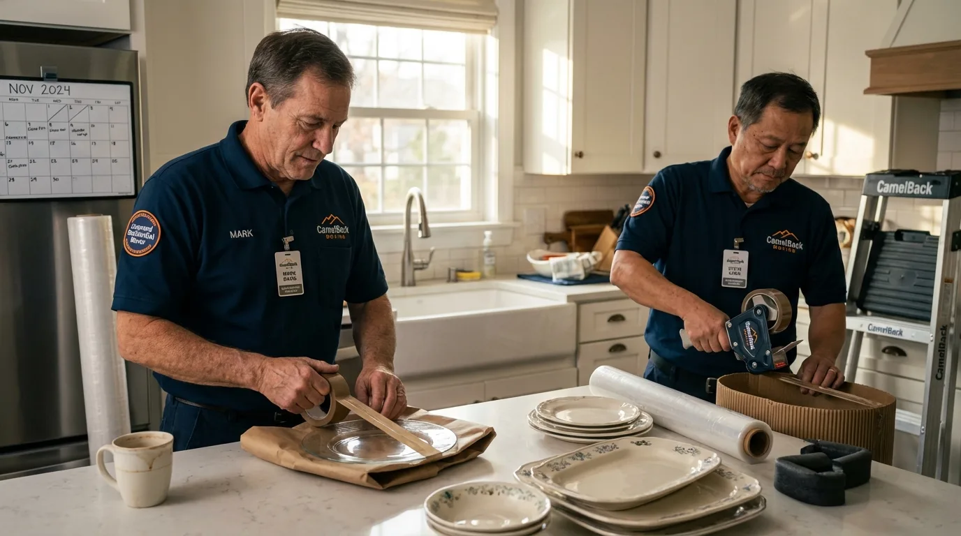 Professional crew packing kitchen dishware in Appleton, MN